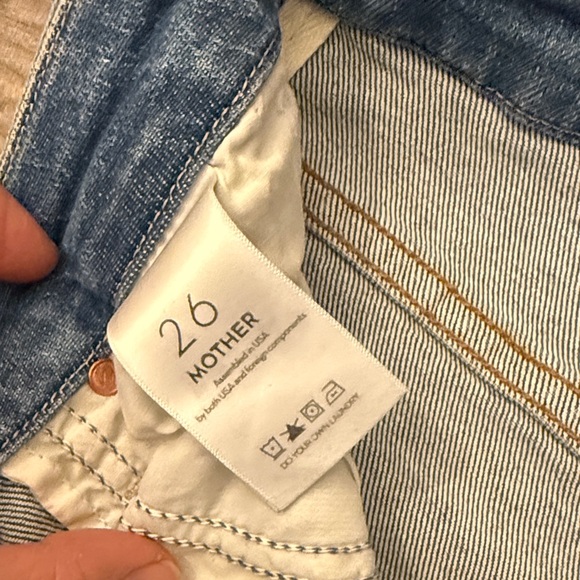 MOTHER Light Blue Distressed high waisted looker ankle fray Skinny Jeans - Picture 3 of 7